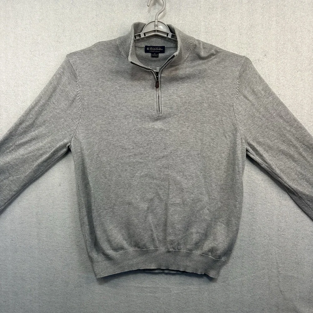 Brooks Brothers Supima Cotton Quarter Zip Sweater Gray Men's Size‎ XL